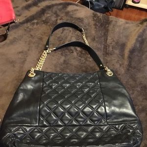 Black quilted leather shoulder bag